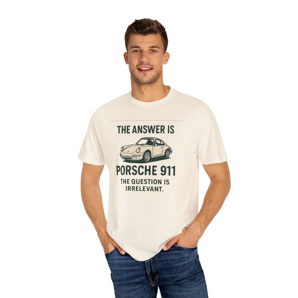 The Answer is porsche 911 - Unisex Garment-Dyed Tee