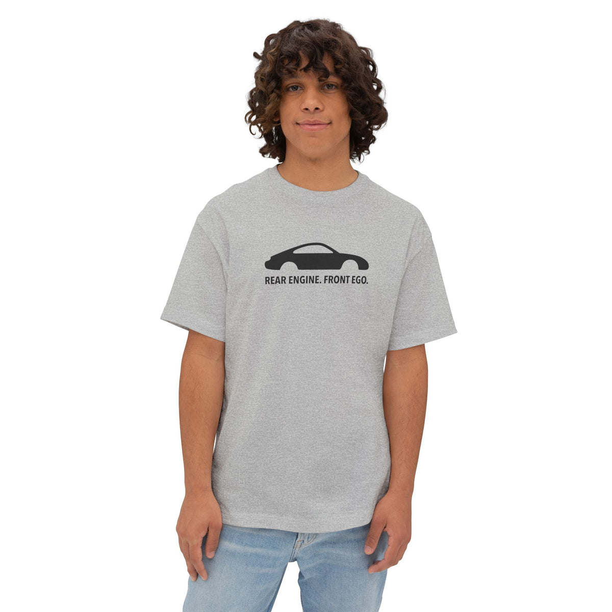 Rear Engine. Front Ego - Unisex Oversized Boxy Tee