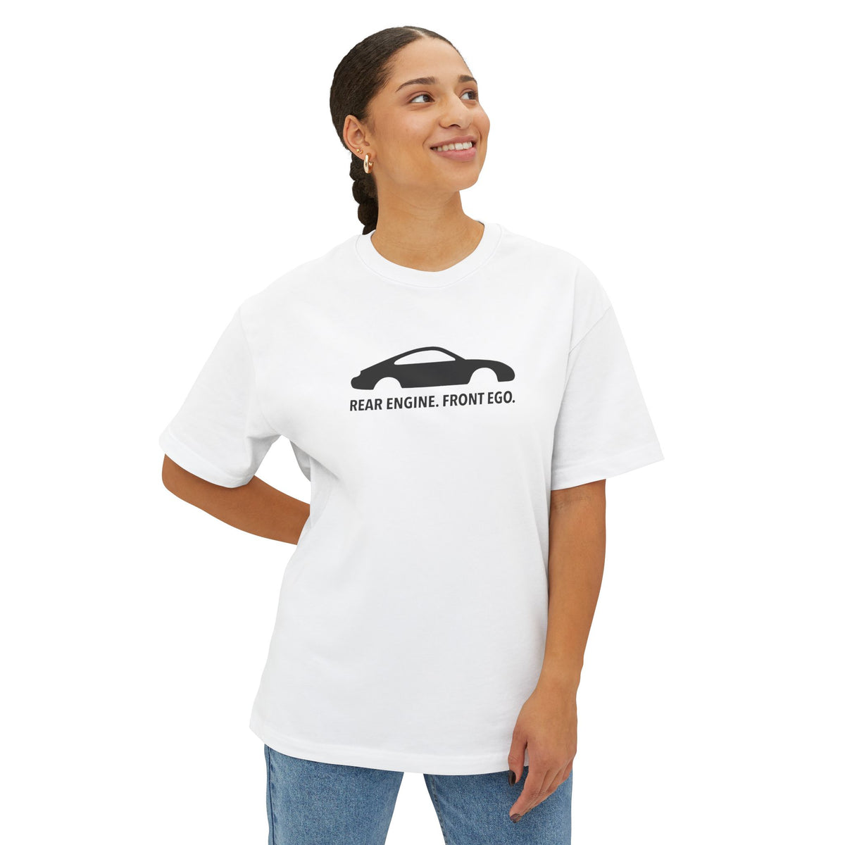 Rear Engine. Front Ego - Unisex Oversized Boxy Tee