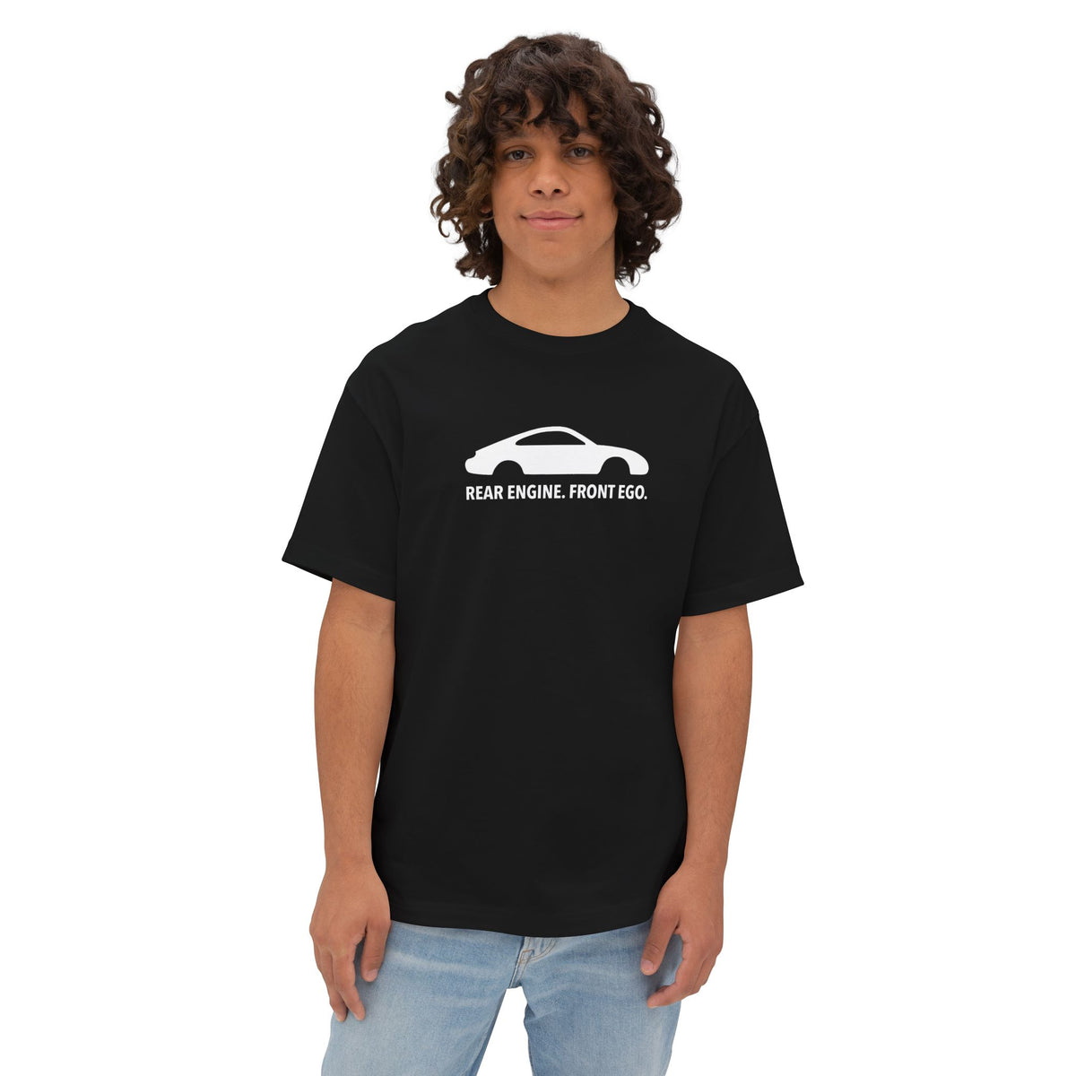 Rear Engine. Front Ego - Unisex Oversized Boxy Tee