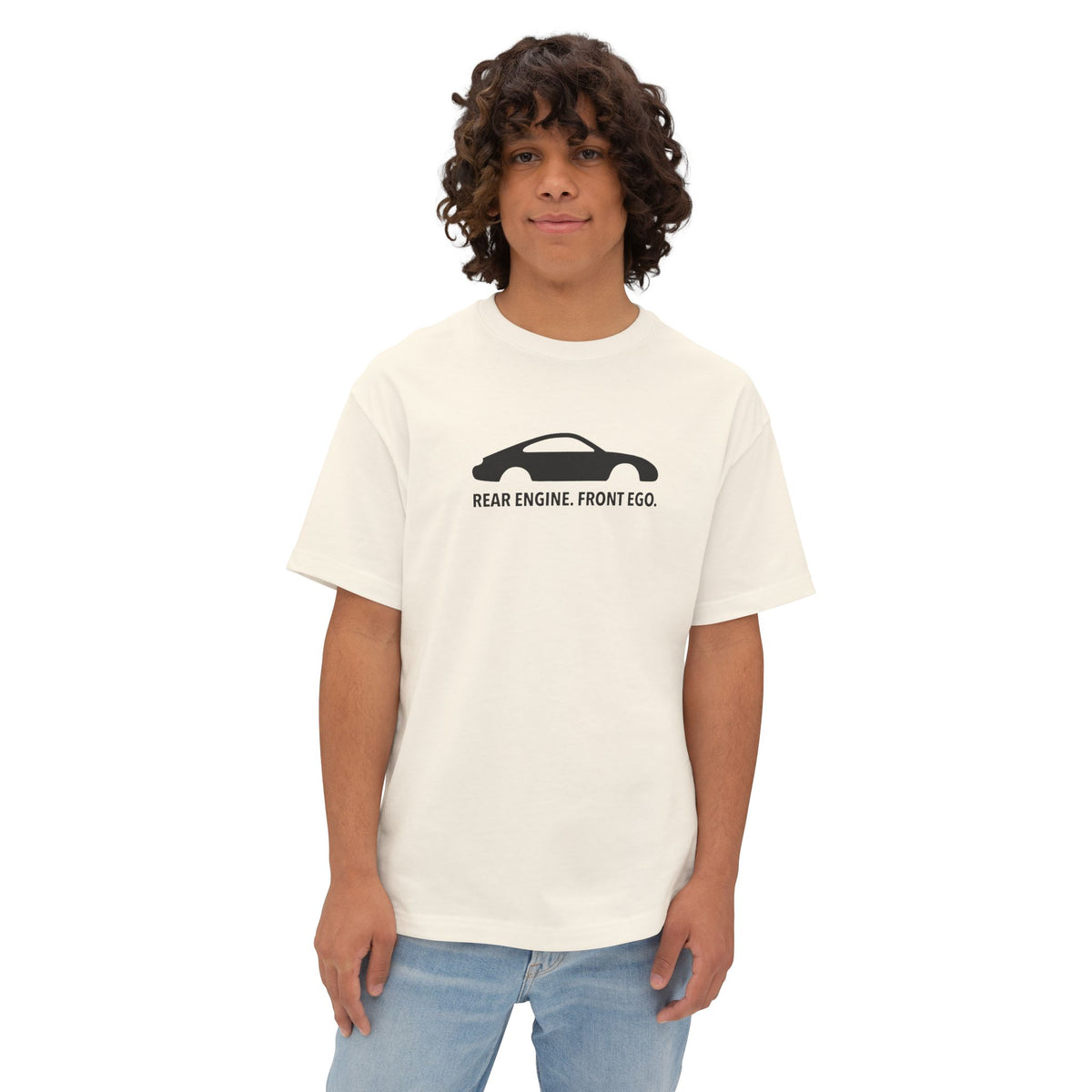 Rear Engine. Front Ego - Unisex Oversized Boxy Tee