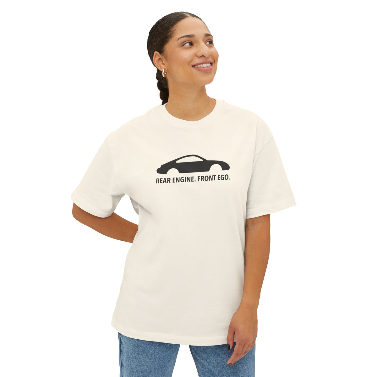 Rear Engine. Front Ego - Unisex Oversized Boxy Tee